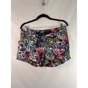 Columbia Shorts Womens Medium Tropical Toucan Floral Belt Summer Vacation